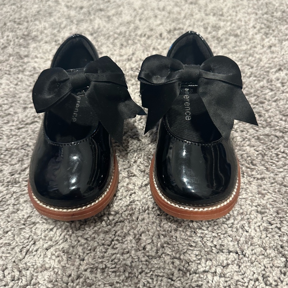 Chic Black Kids Dress Shoes with Bow